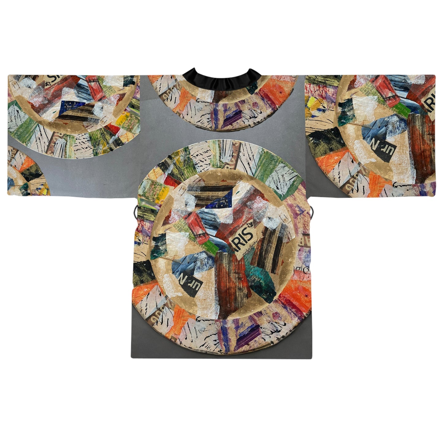 Gold Circles Long Sleeve Japanese Style Kimono Robe