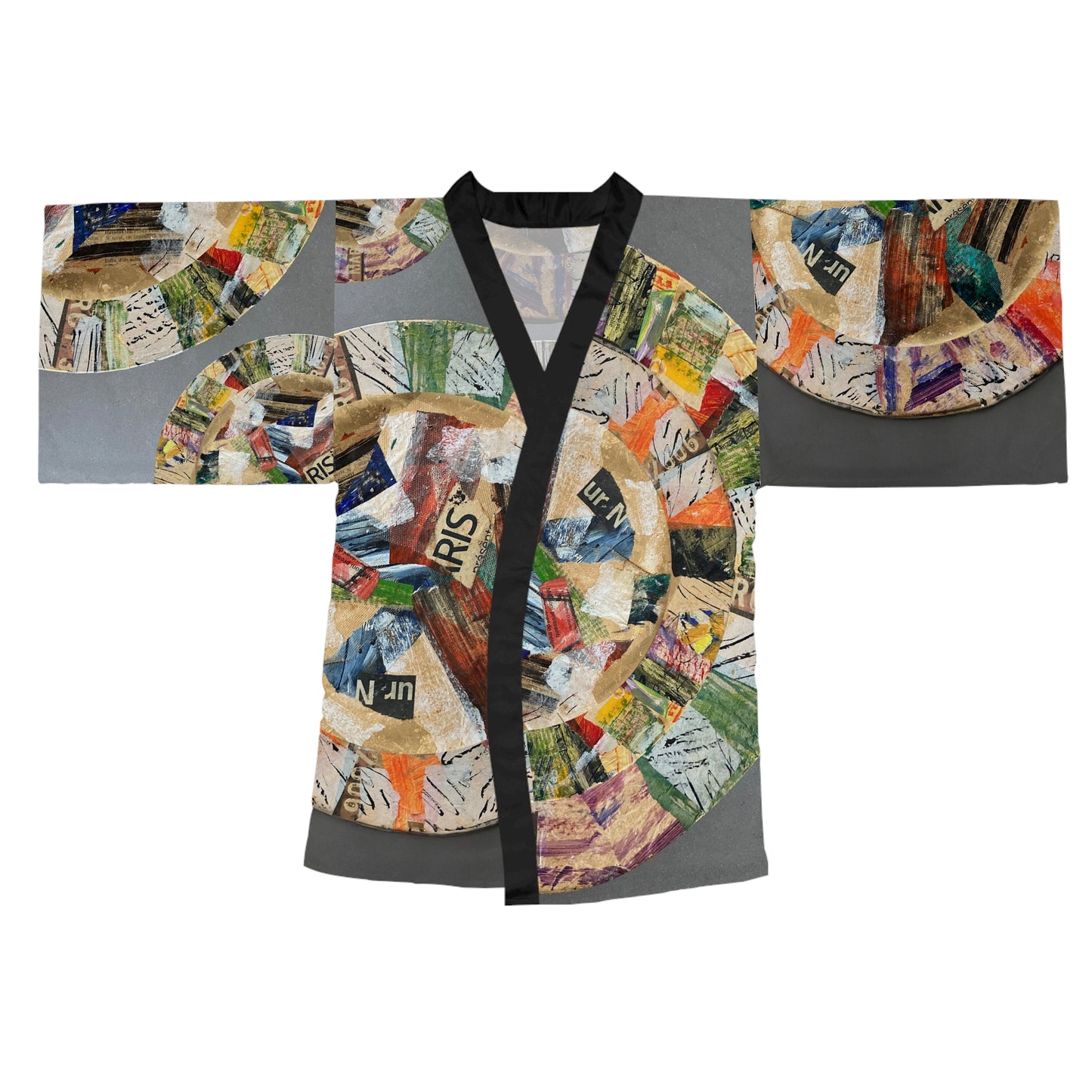 Gold Circles Long Sleeve Japanese Style Kimono Robe