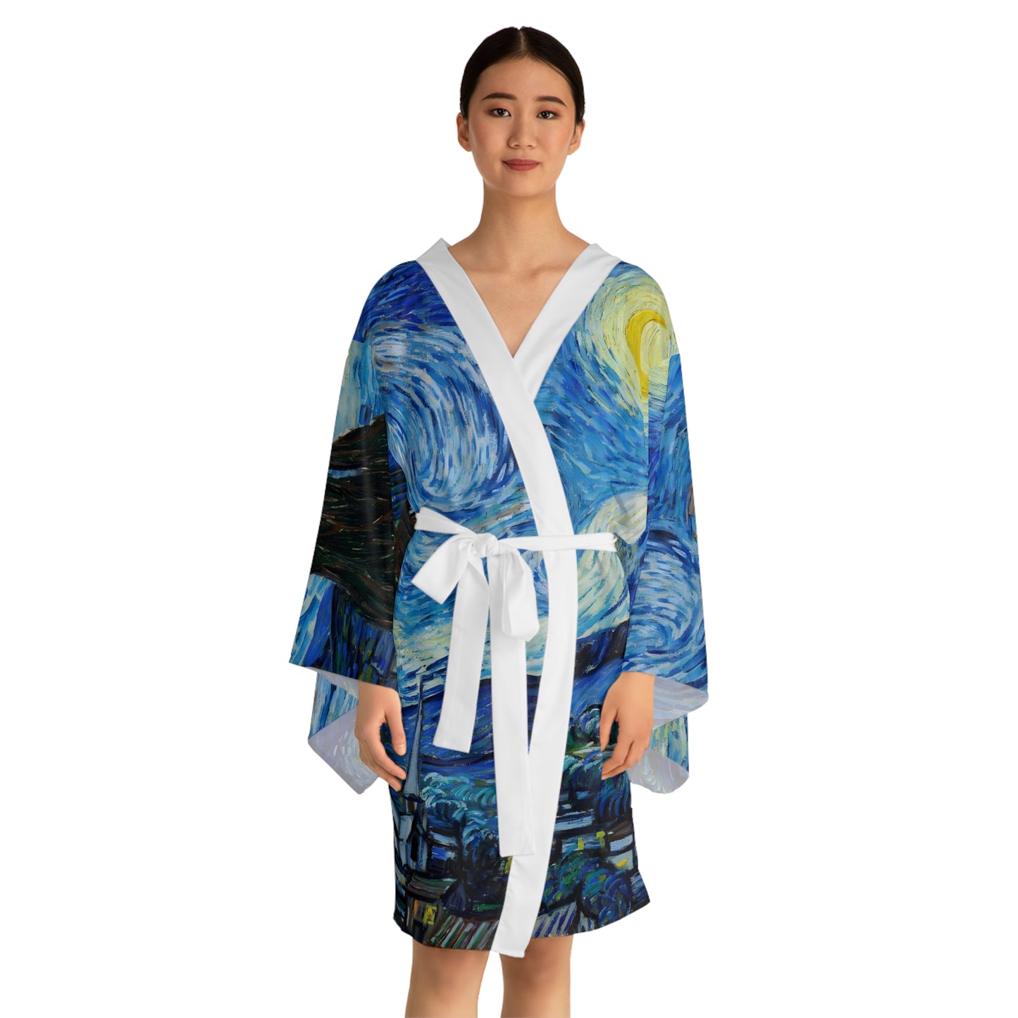 Starry Night by Vincent Van Gogh Long Sleeve Kimono Robe