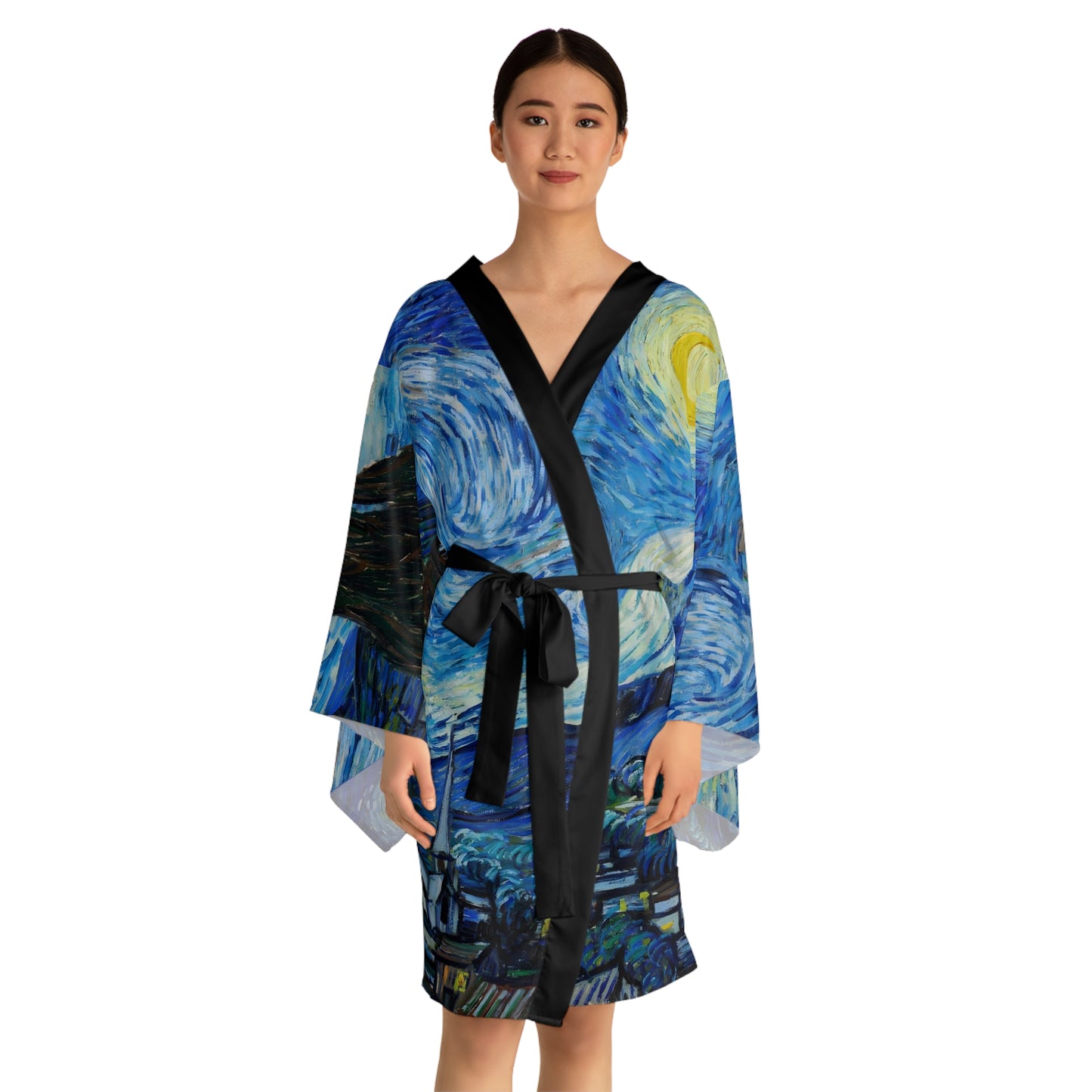 Starry Night by Vincent Van Gogh Long Sleeve Kimono Robe