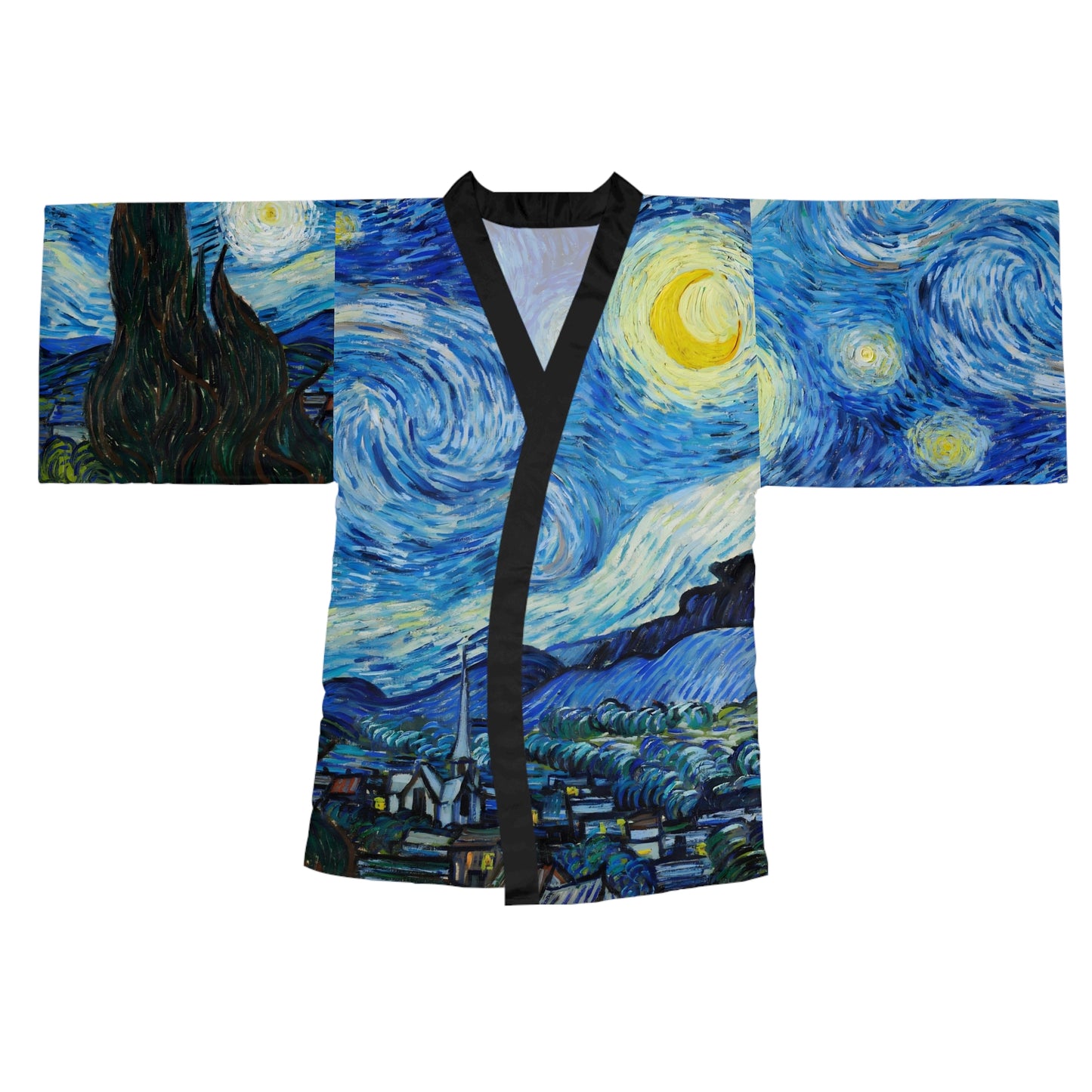 Starry Night by Vincent Van Gogh Long Sleeve Kimono Robe