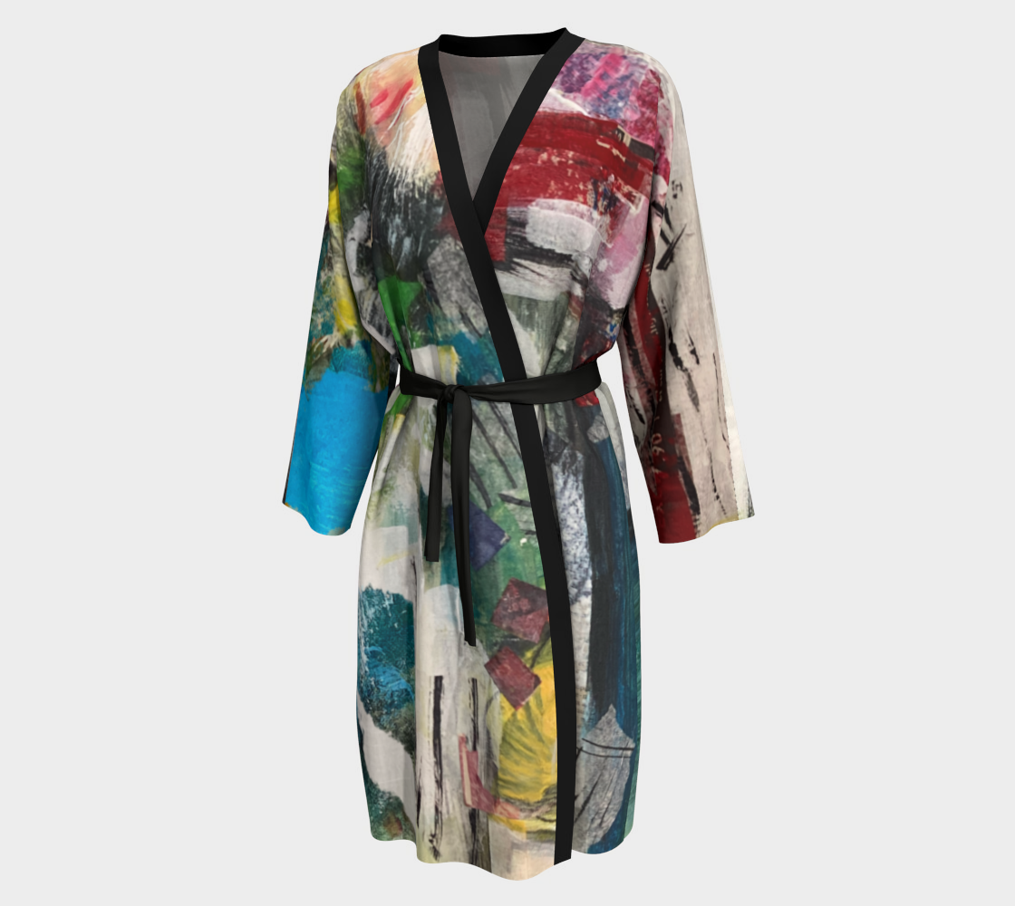 Silk Robe Peignoir with Long Sleeves Colored Gesture