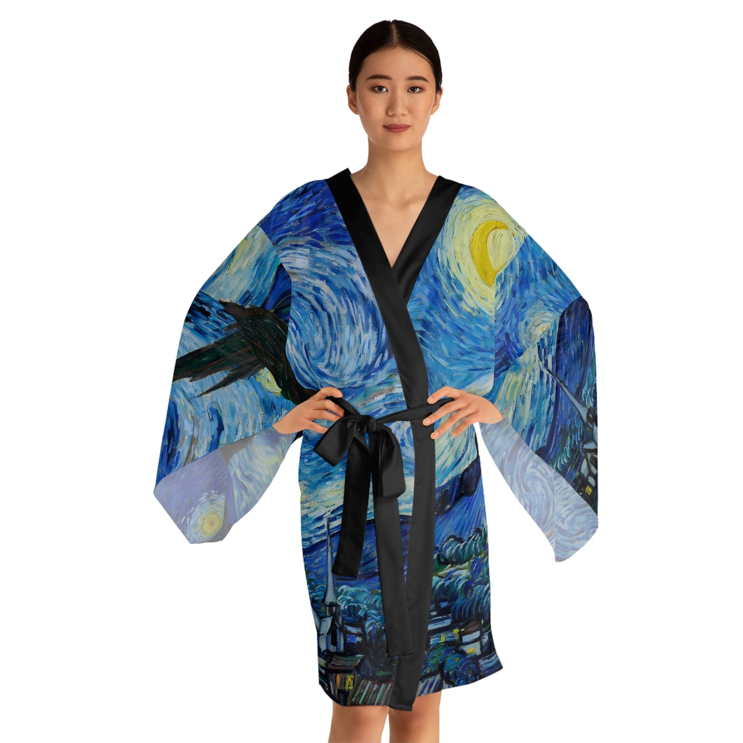 Starry Night by Vincent Van Gogh Long Sleeve Kimono Robe