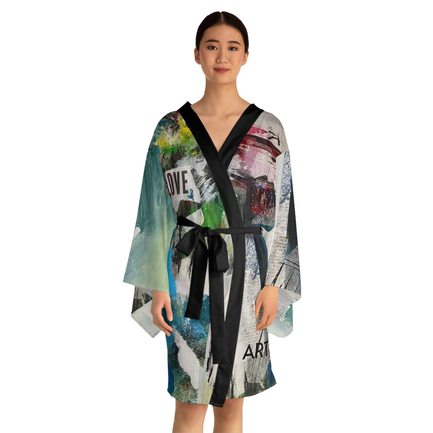 I Love Art Long Sleeve Japanese Style Kimono Robe