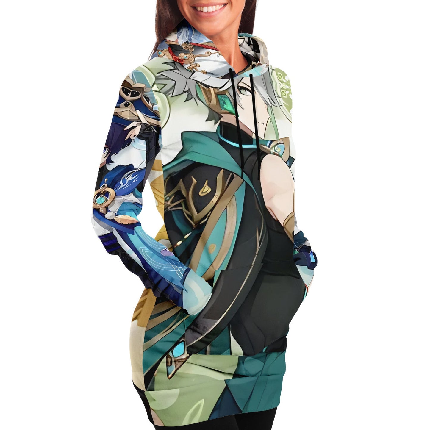 Anime Genshin Impact inspired Athletic Longline Hoodie Dress Fan Made HOO-DESIGN.SHOP