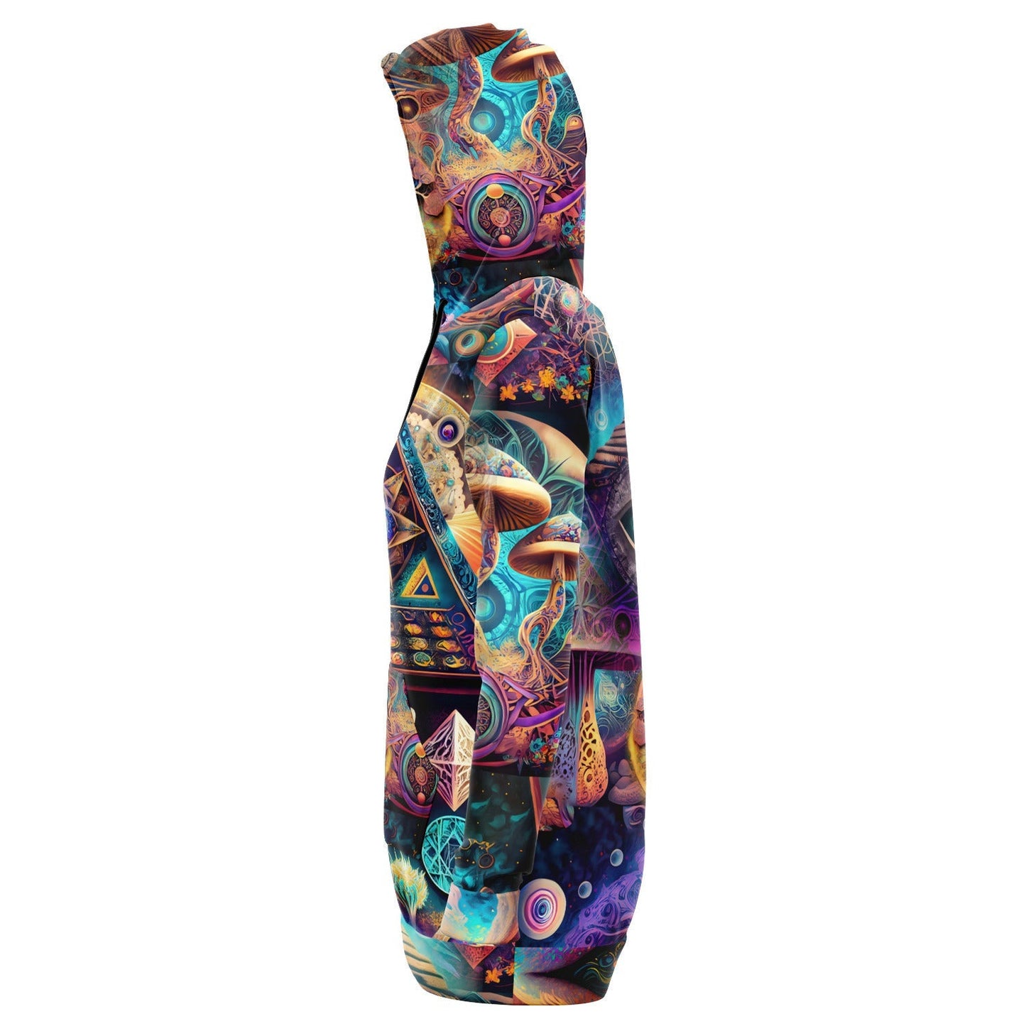 Athletic Longline Hoodie Dress with a Cosmic Eye, Ancient Pyramids, Esoteric Symbol HOO-DESIGN.SHOP