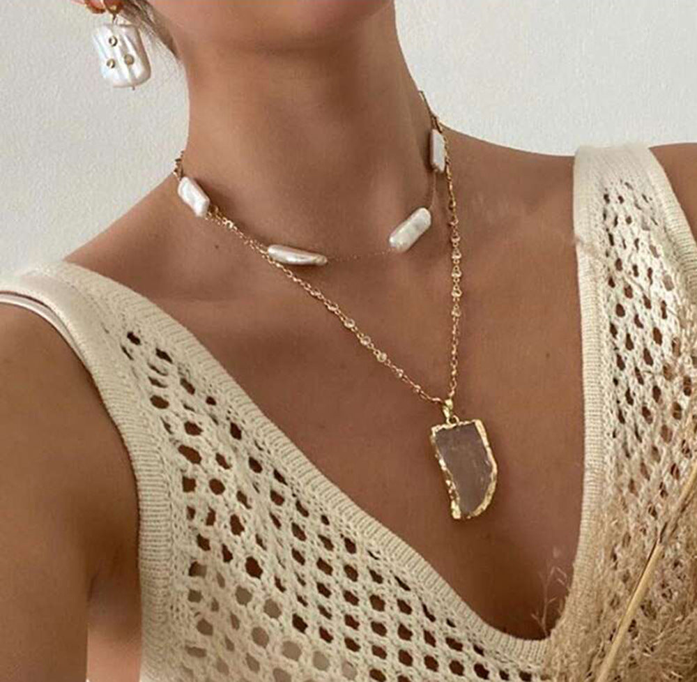 Baroque Freshwater Pearl Clavicle Chain Gift for women LUZGRAPHICJEWELRY