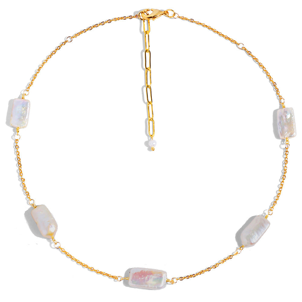 Baroque Freshwater Pearl Clavicle Chain Gift for women LUZGRAPHICJEWELRY