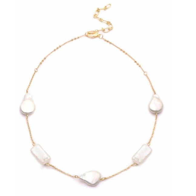 Baroque Freshwater Pearl Clavicle Chain Gift for women LUZGRAPHICJEWELRY