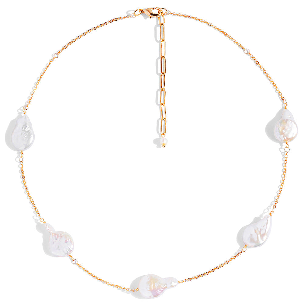 Baroque Freshwater Pearl Clavicle Chain Gift for women LUZGRAPHICJEWELRY