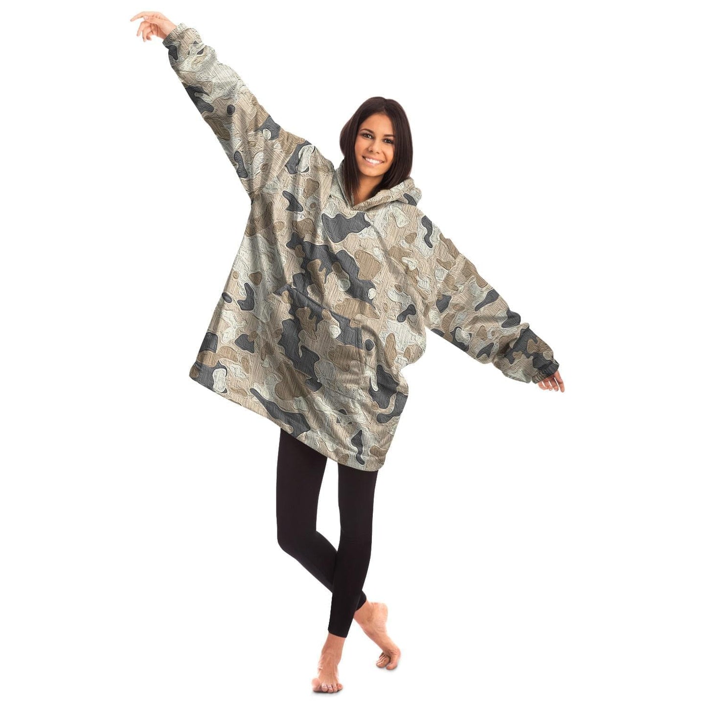 Beige Camo Wearable Snug Hoodie HOO-DESIGN.SHOP
