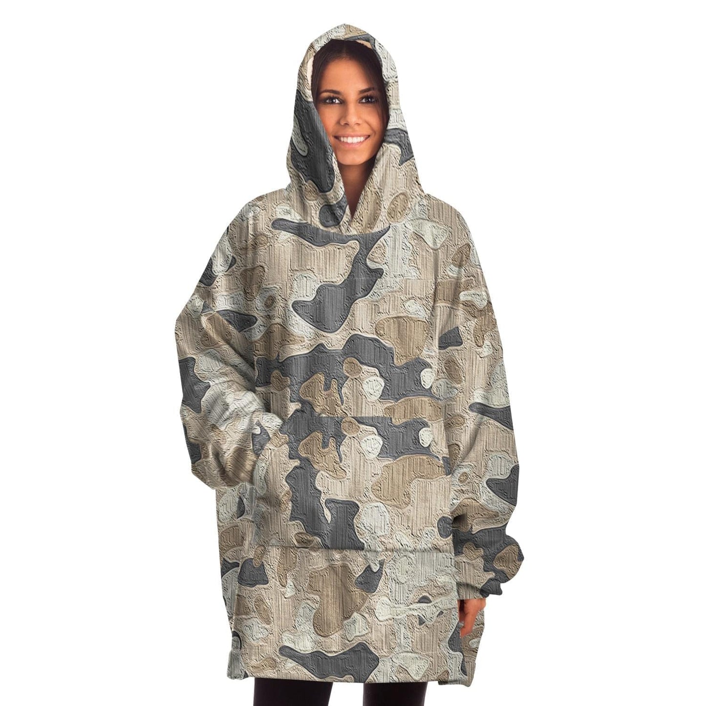 Beige Camo Wearable Snug Hoodie HOO-DESIGN.SHOP