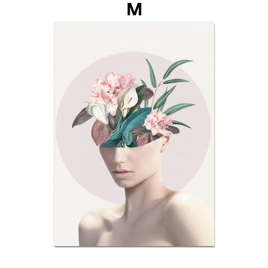 Bird Flower Girl Abstract Illustration Wall Art Canvas Painting Nordic Poster HOO-DESIGN.SHOP