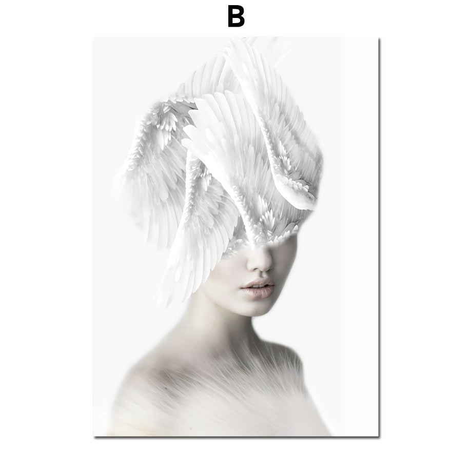 Bird Flower Girl Abstract Illustration Wall Art Canvas Painting Nordic Poster HOO-DESIGN.SHOP