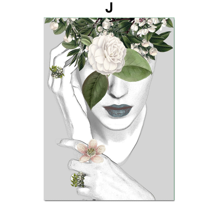 Bird Flower Girl Abstract Illustration Wall Art Canvas Painting Nordic Poster HOO-DESIGN.SHOP
