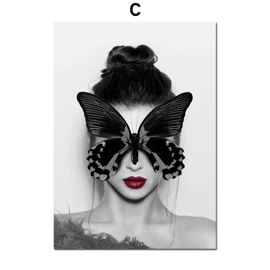 Bird Flower Girl Abstract Illustration Wall Art Canvas Painting Nordic Poster HOO-DESIGN.SHOP
