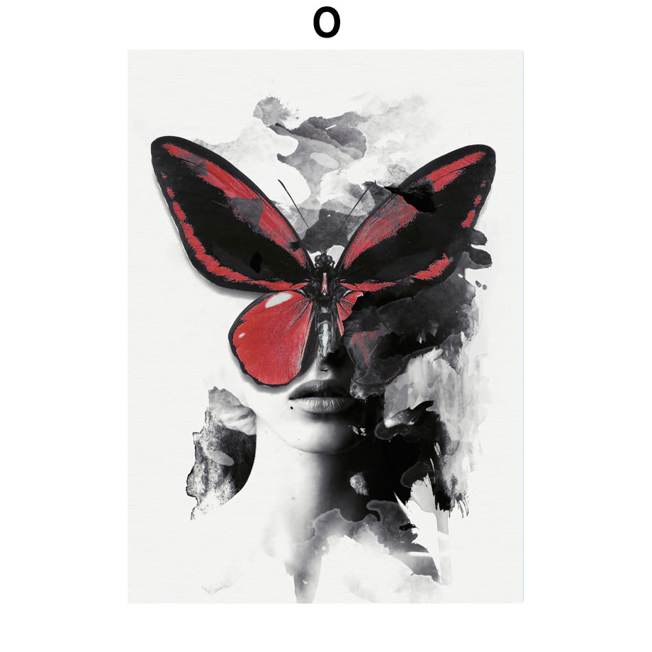 Bird Flower Girl Abstract Illustration Wall Art Canvas Painting Nordic Poster HOO-DESIGN.SHOP