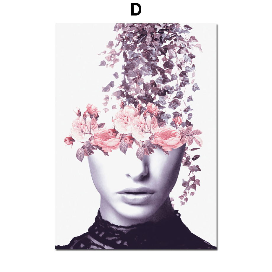 Bird Flower Girl Abstract Illustration Wall Art Canvas Painting Nordic Poster HOO-DESIGN.SHOP