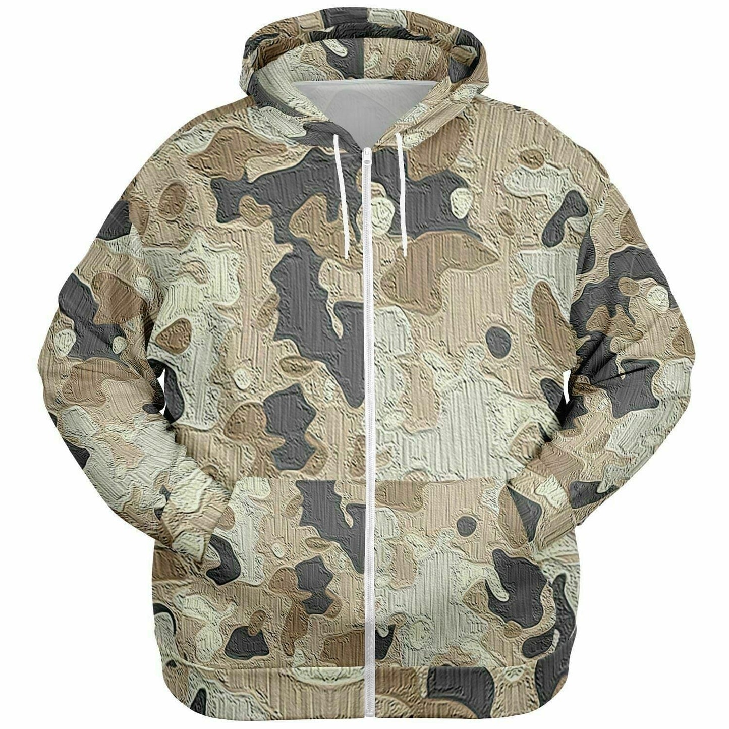 Camo Beige Merchandise Plus-Size Zip Up Hoodie HOO-DESIGN.SHOP