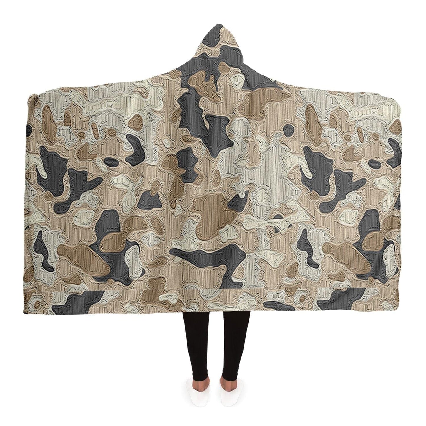 Camouflage Beige Hooded Blanket for camping HOO-DESIGN.SHOP