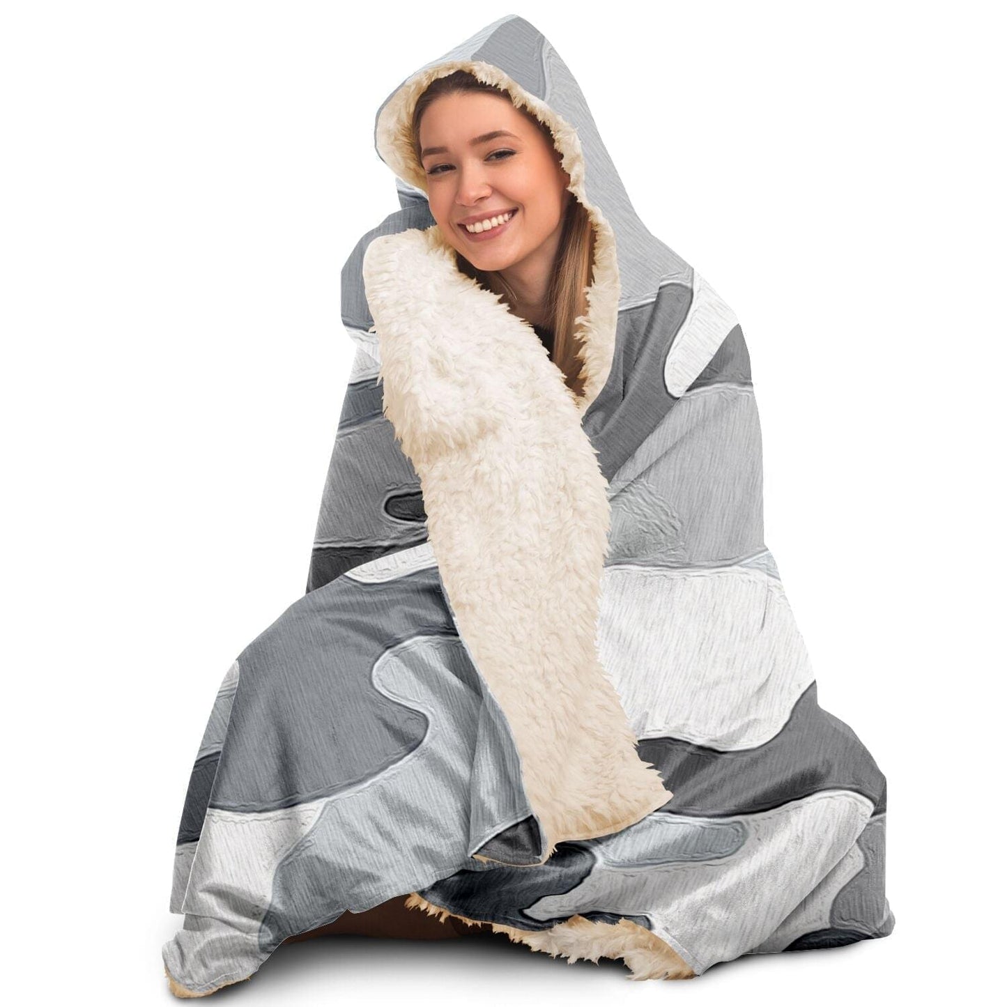 Camouflage Grey Hooded Blanket Gift Idea HOO-DESIGN.SHOP