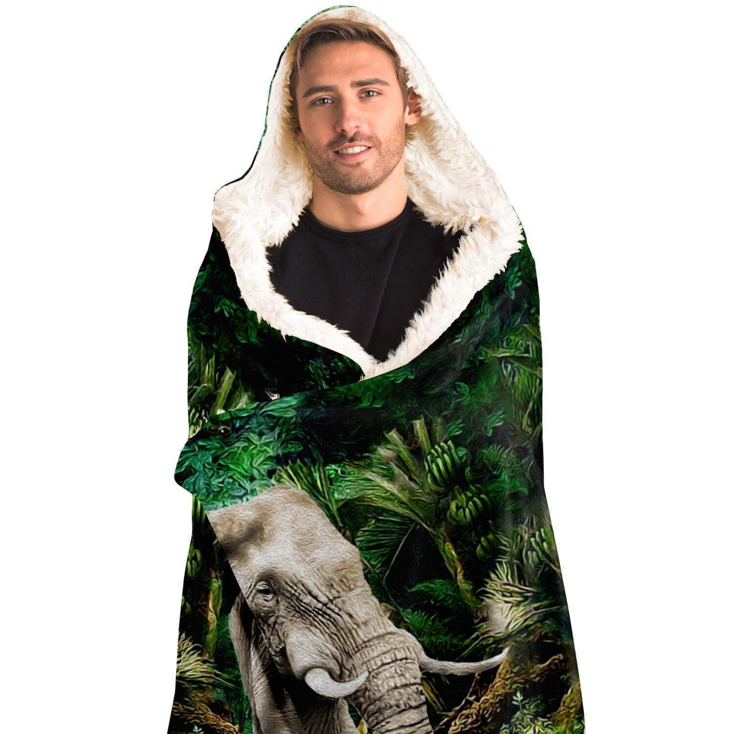 Elephants Drawing Art Hooded Blanket HOO-DESIGN.SHOP