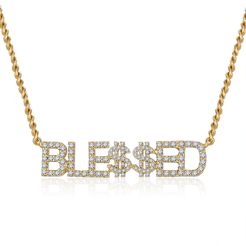 Full Diamond Name Letter Necklace LUZGRAPHICJEWELRY