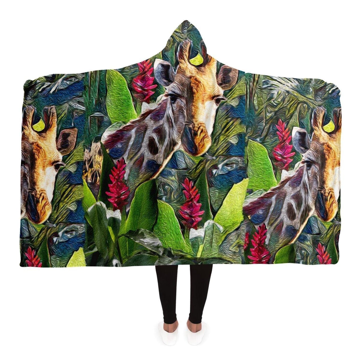 Giraffe Drawing Art Hooded Blanket HOO-DESIGN.SHOP