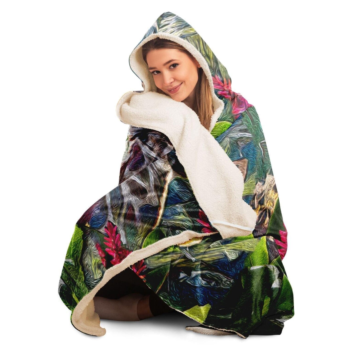 Giraffe Drawing Art Hooded Blanket HOO-DESIGN.SHOP