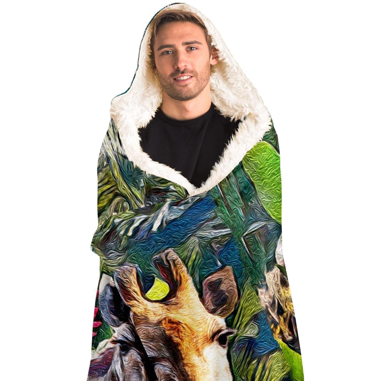 Giraffe Drawing Art Hooded Blanket HOO-DESIGN.SHOP