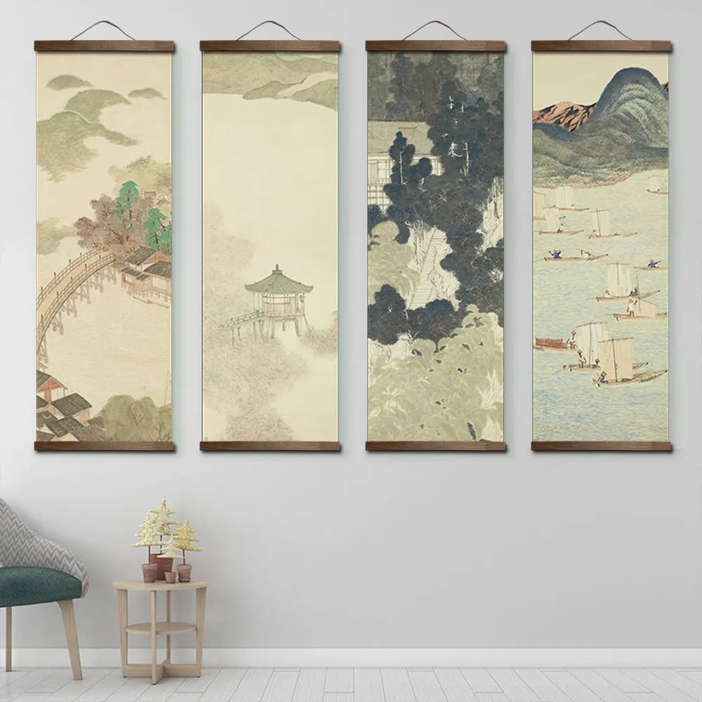 Japanese Style Ink Landscape Alpine Canvas Wall Art