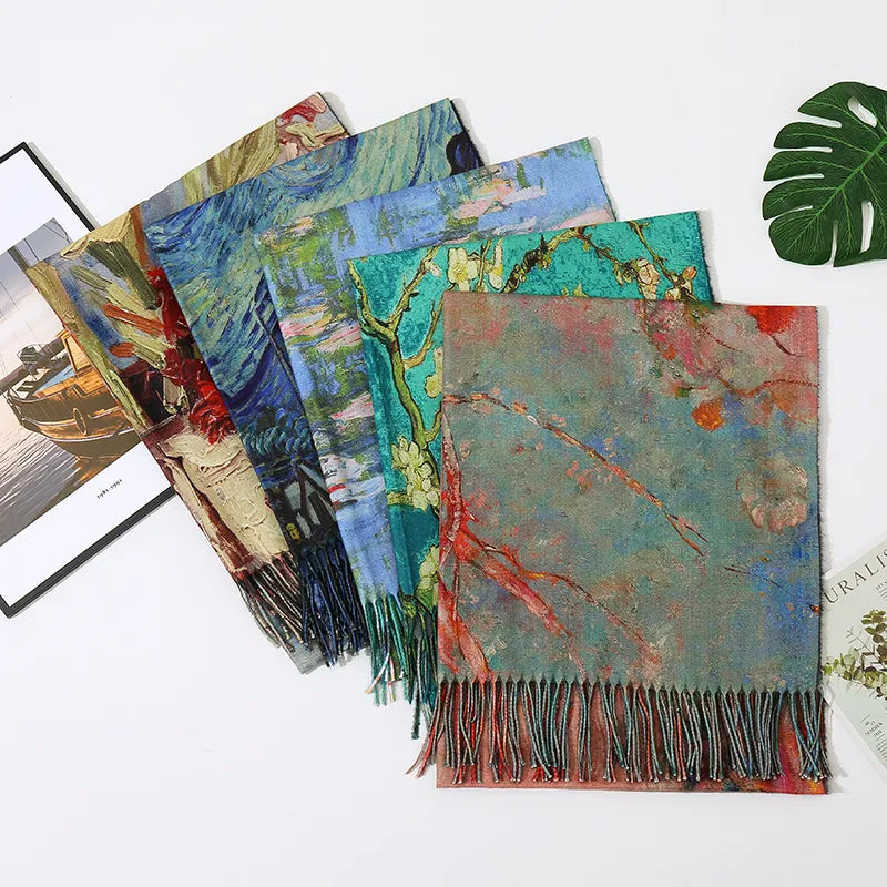 Scarf Shawl Van Gogh Monet Artwork Gift for Women Mom Girlfriend Grandma
