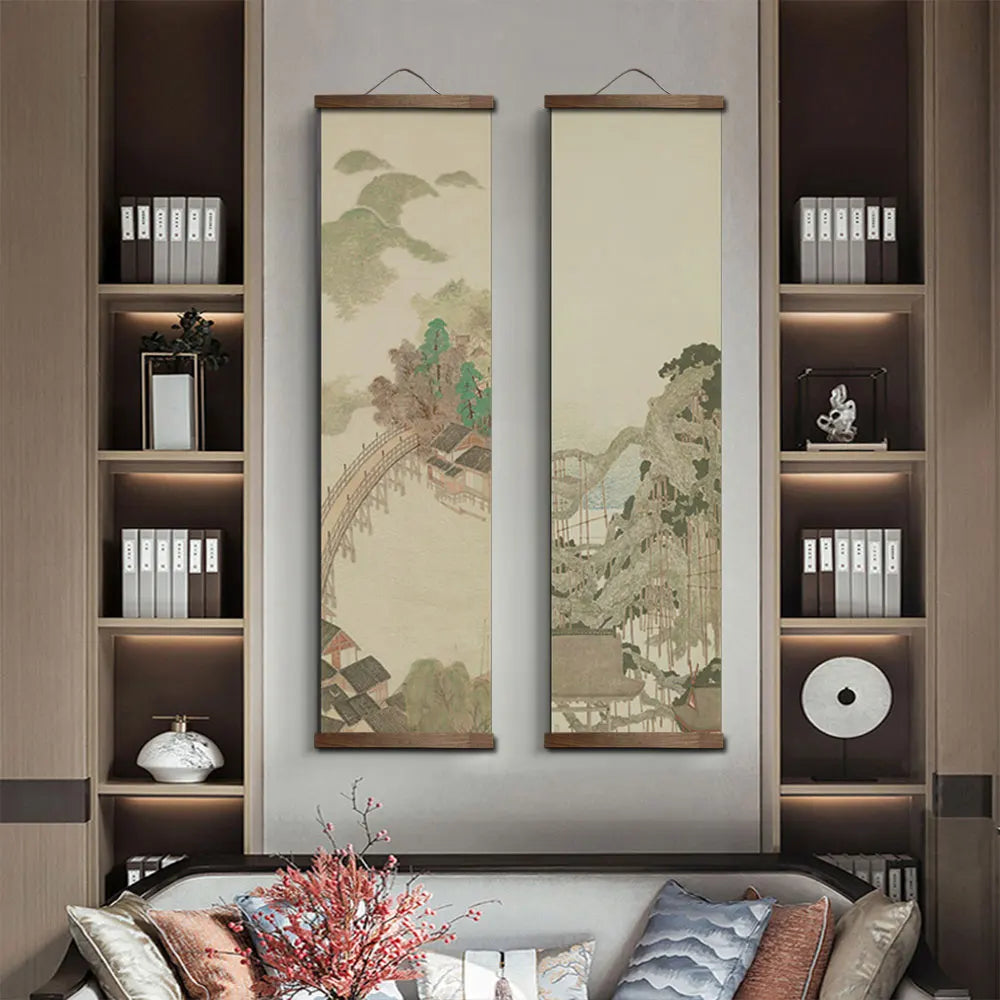 Japanese Style Ink Landscape Alpine Canvas Wall Art