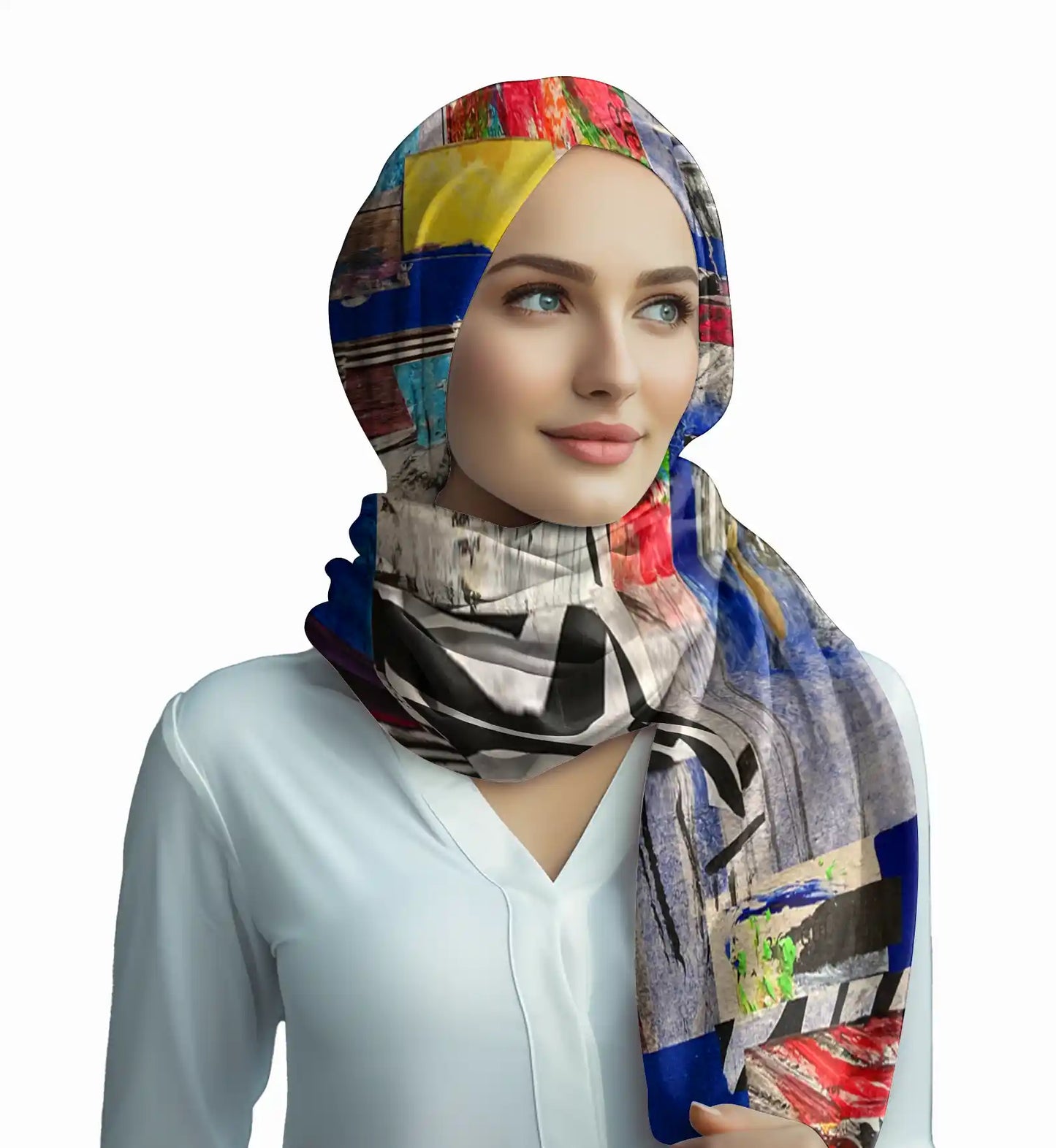 Pure Silk Scarf PEACE paper collage