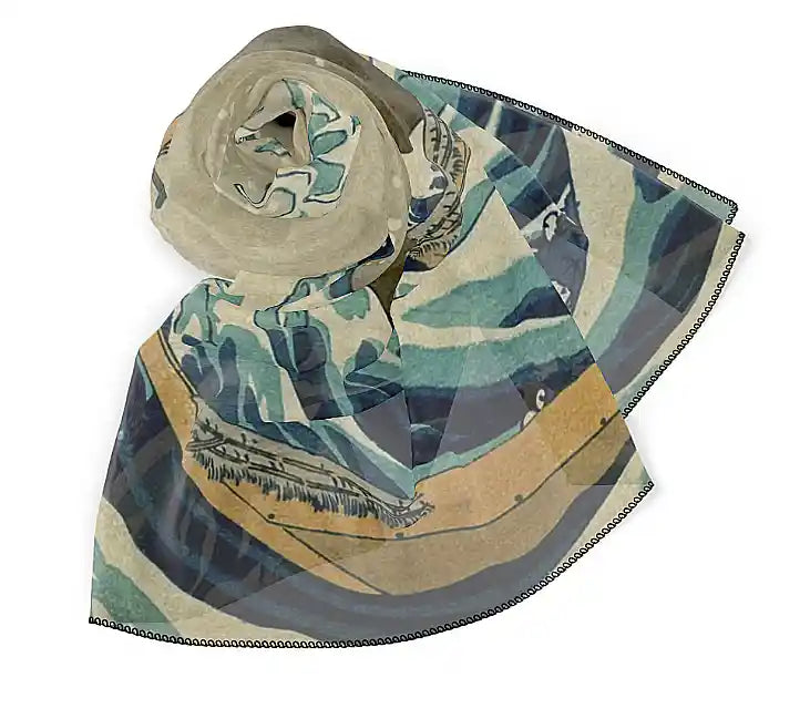 Katsushika Hokusai The Great Wave Square Chiffon Scarf