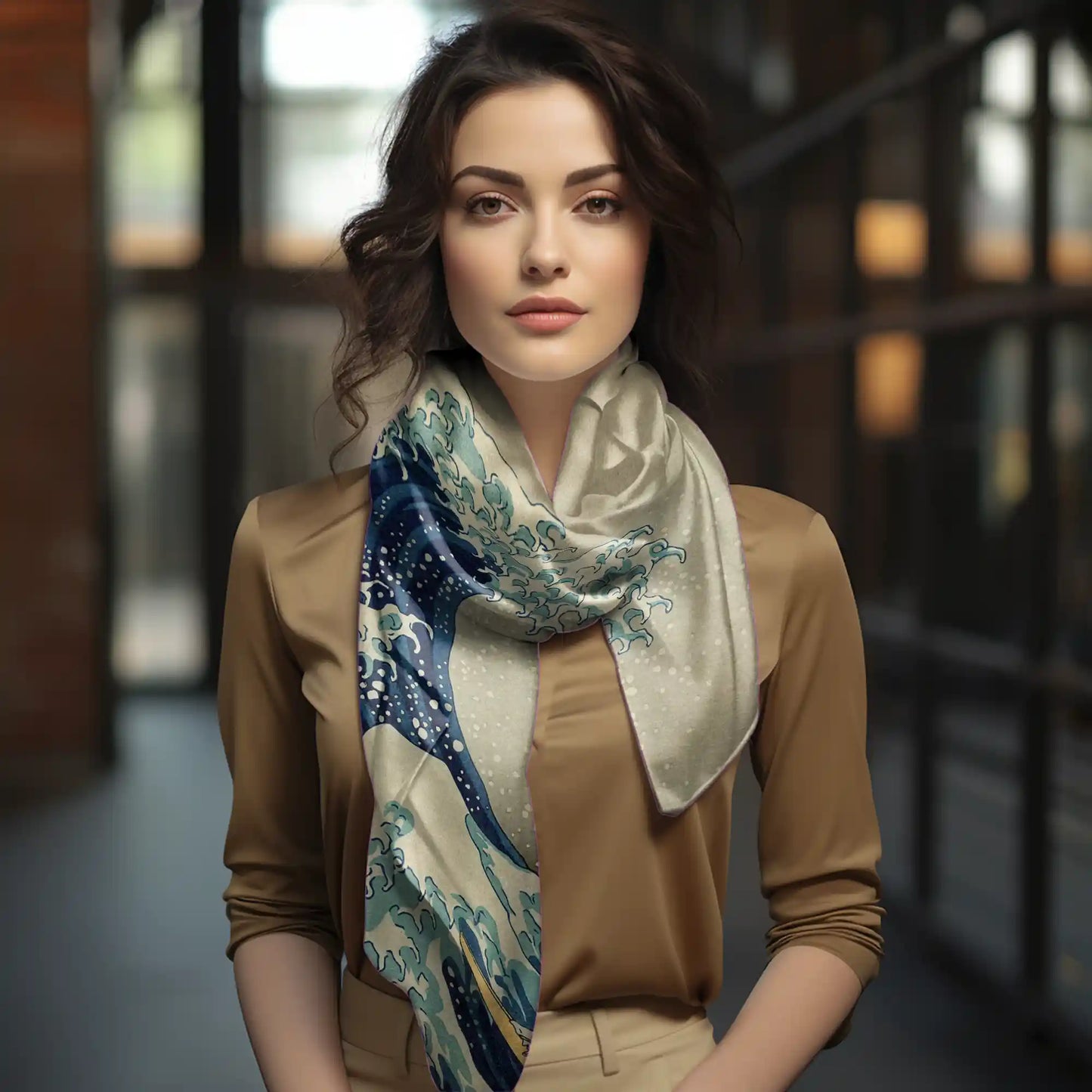 Katsushika Hokusai The Great Wave Square Chiffon Scarf