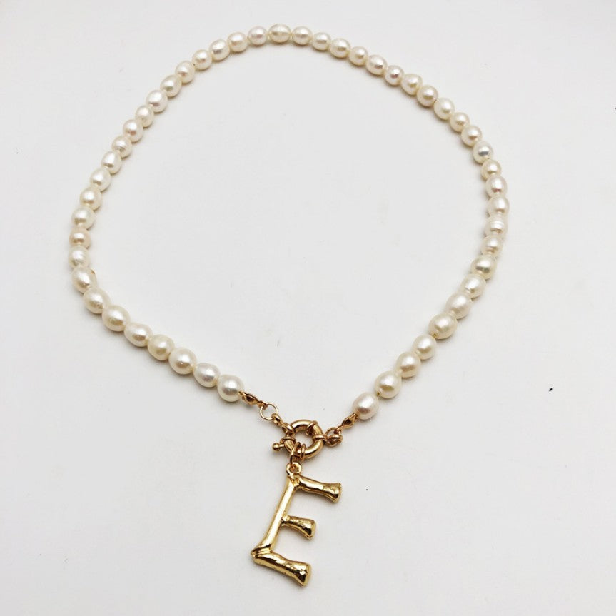 Letter Choker Beaded Pearls Alphabet Necklace Personalised Women's Gift LUZGRAPHICJEWELRY