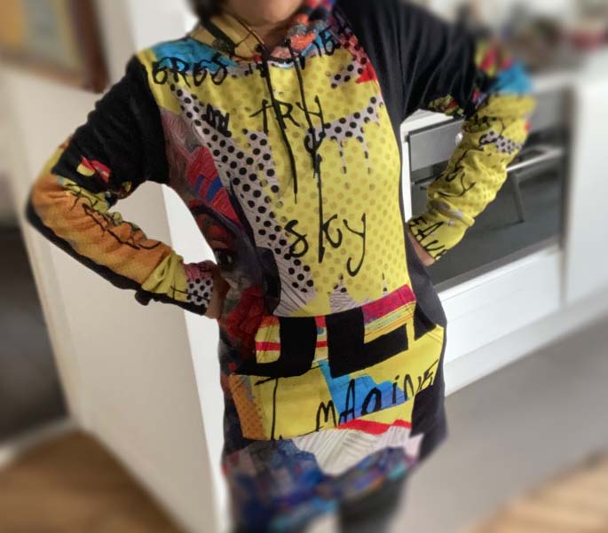 Longline Dress Hoodie African Crafts and Basquiat Themed Drawing HOO-DESIGN.SHOP