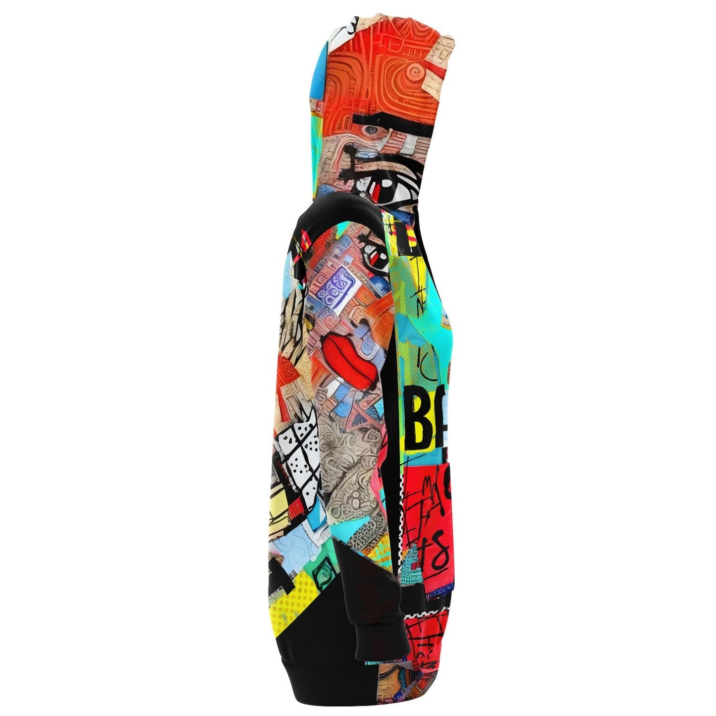 Longline Dress Hoodie African Tapestry and Jean-Michel Basquiat Themed Drawing HOO-DESIGN.SHOP