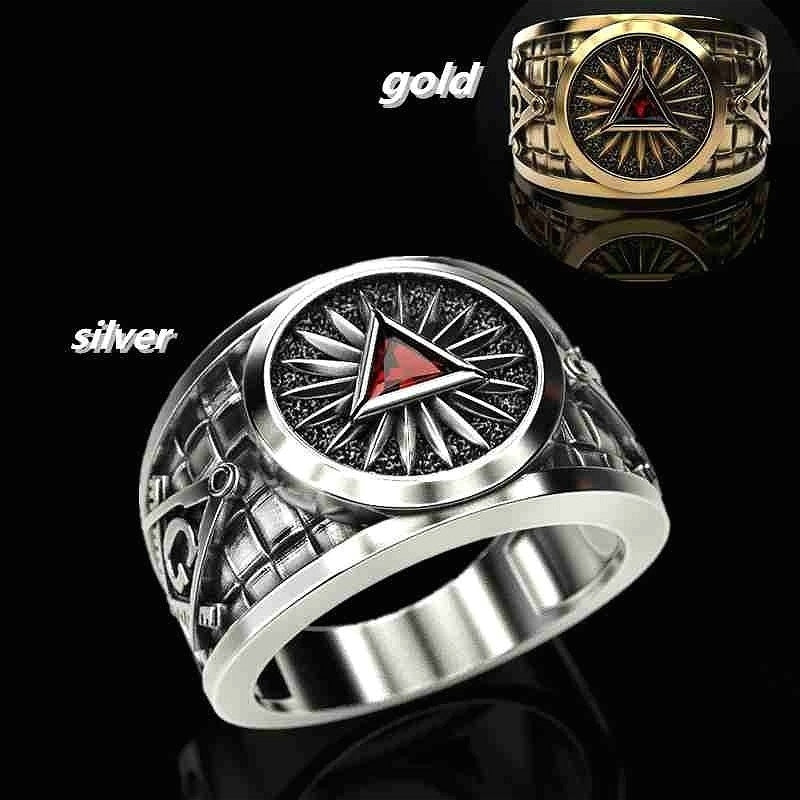 Men's Punk Mason Masonic Ring LUZGRAPHICJEWELRY