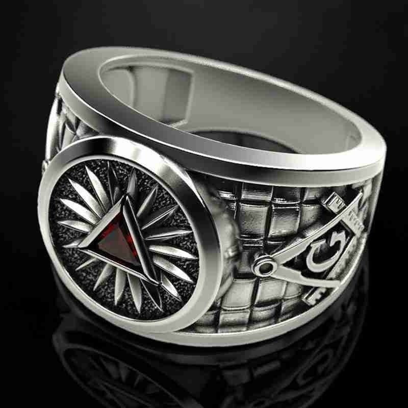 Men's Punk Mason Masonic Ring LUZGRAPHICJEWELRY