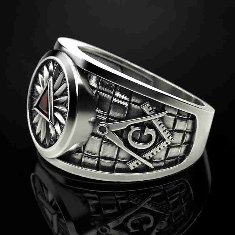 Men's Punk Mason Masonic Ring LUZGRAPHICJEWELRY