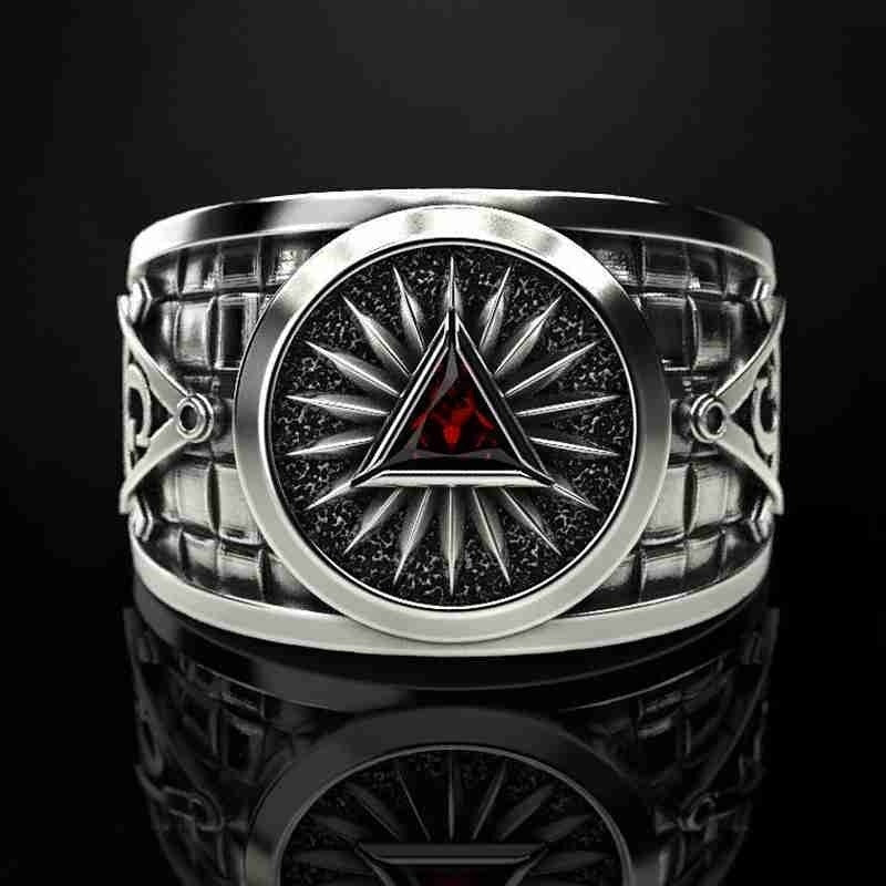 Men's Punk Mason Masonic Ring LUZGRAPHICJEWELRY