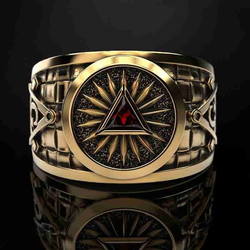 Men's Punk Mason Masonic Ring LUZGRAPHICJEWELRY