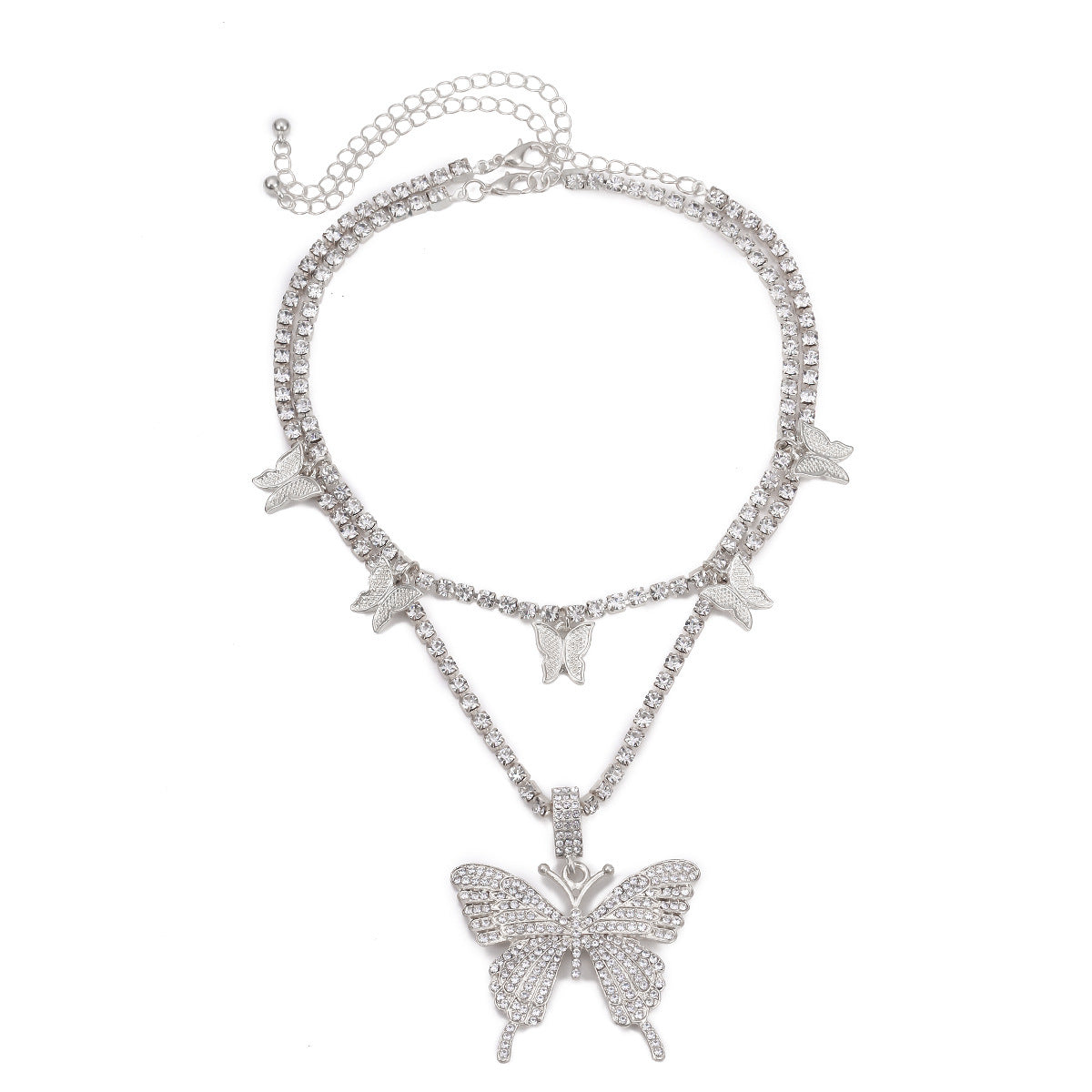 Multi-layered Necklace Butterfly Cuban chain Pendant Gift for Mom LUZGRAPHICJEWELRY