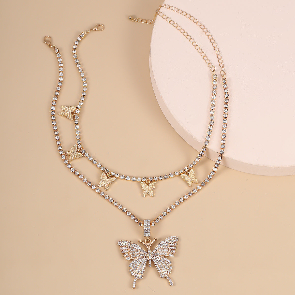 Multi-layered Necklace Butterfly Cuban chain Pendant Gift for Mom LUZGRAPHICJEWELRY