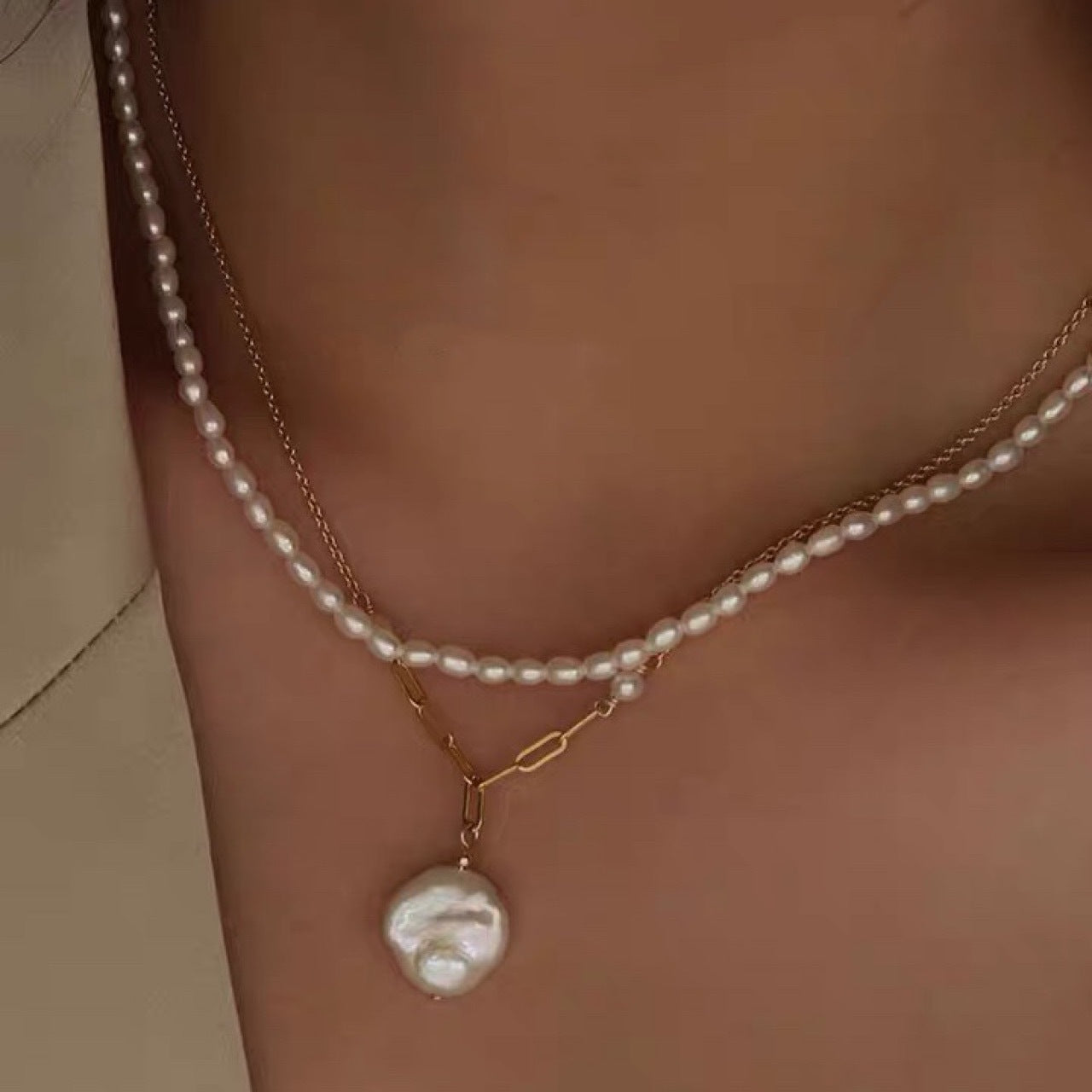 Natural Baroque Petal Sea Pearls Necklace Ideal Birthday Gift LUZGRAPHICJEWELRY