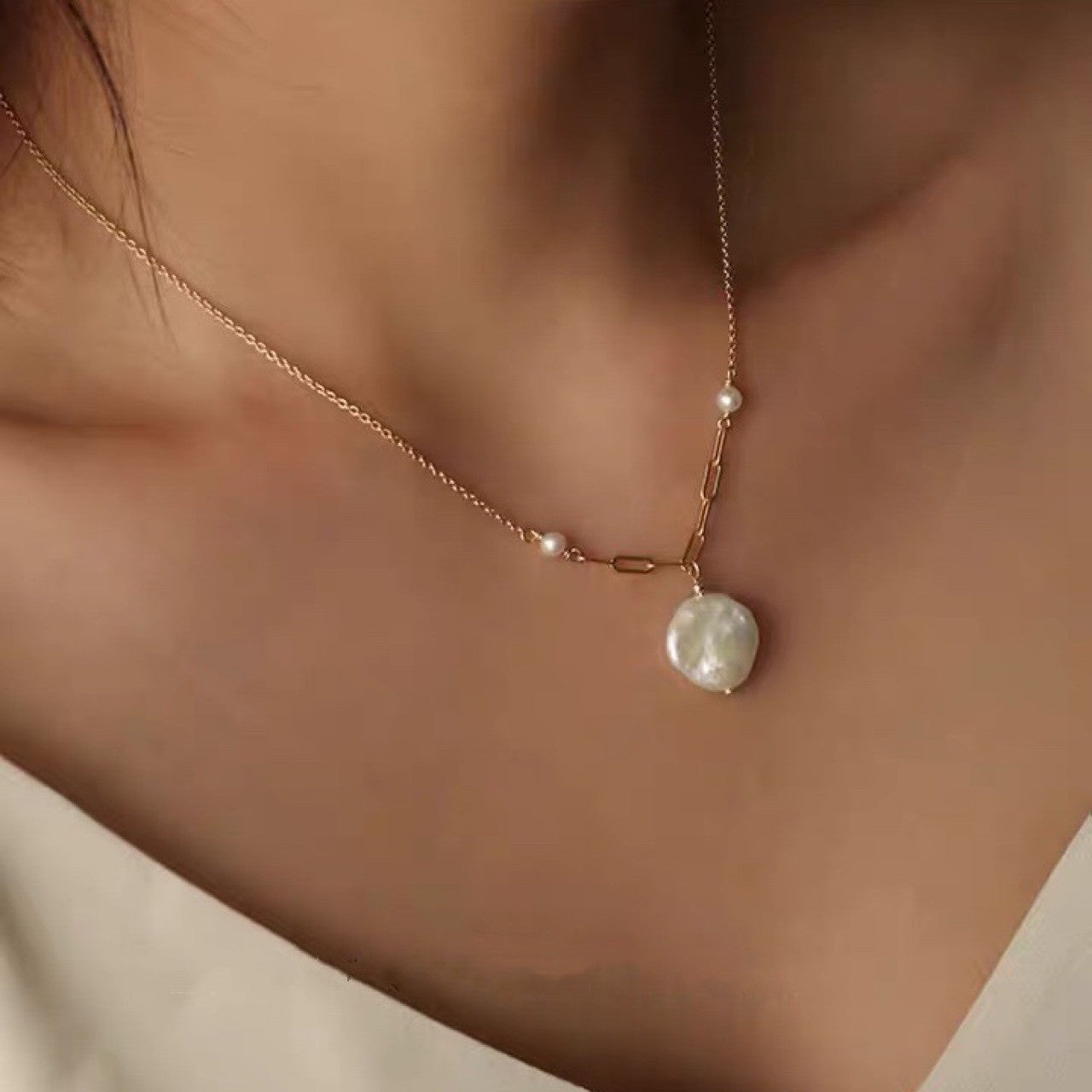 Natural Baroque Petal Sea Pearls Necklace Ideal Birthday Gift LUZGRAPHICJEWELRY