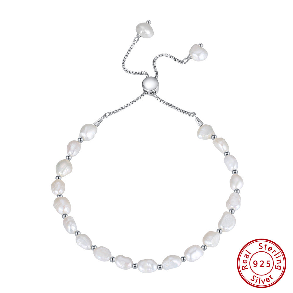 Natural Freshwater Pearl Bracelet Jewelry Gift for Women S925 Sterling Silver LUZGRAPHICJEWELRY