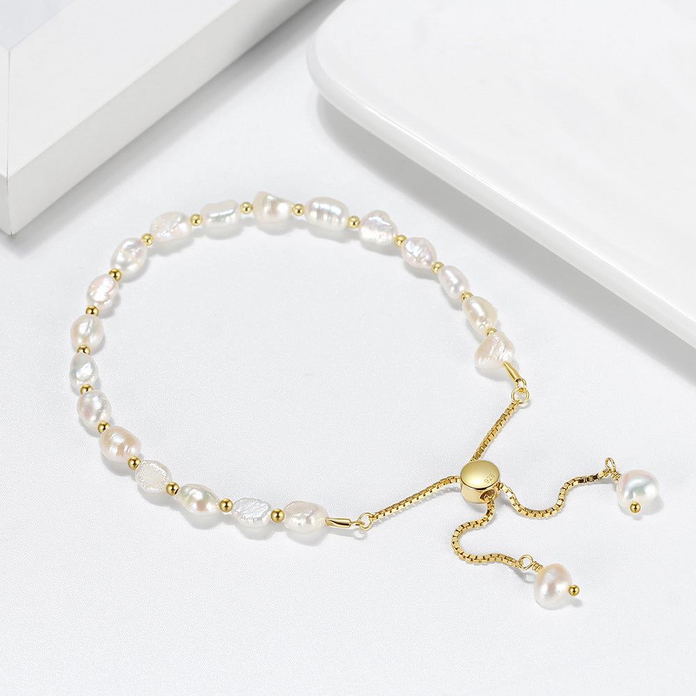 Natural Freshwater Pearl Bracelet Jewelry Gift for Women S925 Sterling Silver LUZGRAPHICJEWELRY